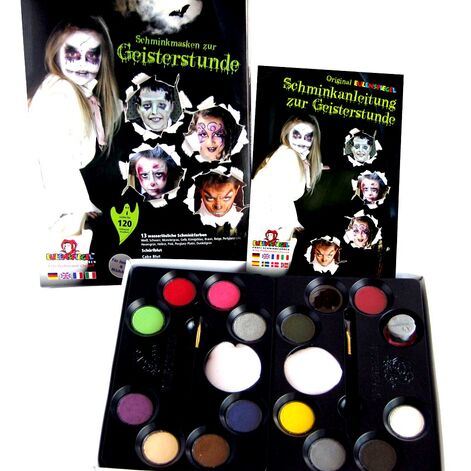 Special effect, facepainting and bodypaining set for kids, professional quality, 14 colors, 2x swamm, 2 brushes, latex detail, glue, blood
